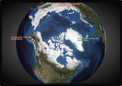 LightningChart WPF surface-chart-globe-elevation-photo-flight-routes example